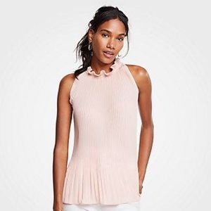 Ann Taylor halter pleated light pink blouse